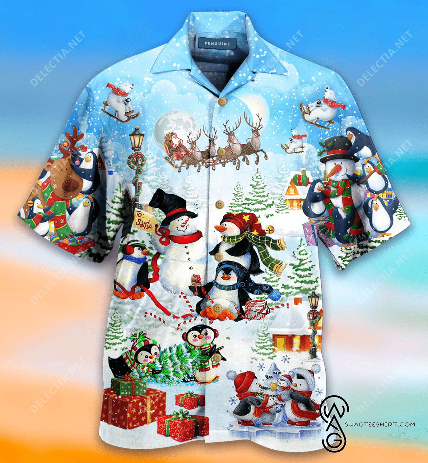 [Top Trending] Penguins Under Snowy Merry Christmas Hawaiian Aloha Shirts